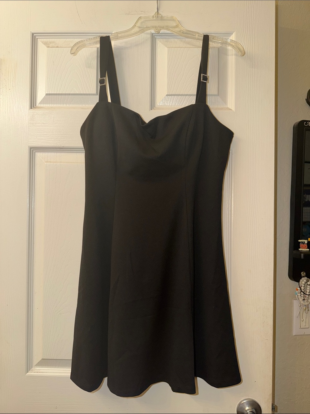 City Triangles Black Mini Dress with Adjustable Straps